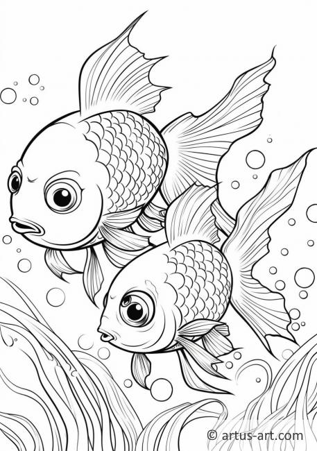 Výtvarná stránka s rybkami zlatými